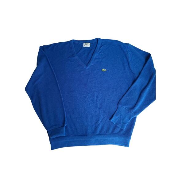 Izod X Lacoste Vintage collab blue sweater Size xl Royal Blue Preppy nautical - Picture 1 of 6